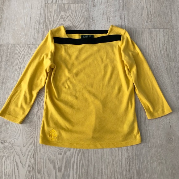 Lauren Ralph Lauren Vintage Yellow/Black Boat Neck Blouse - Picture 9 of 16